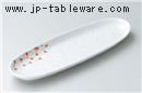 紅志野唐草１１．０小判皿