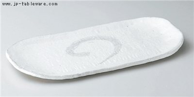 アジアン粉引小判皿（大）