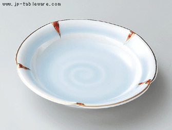 赤絵青磁花型フルーツ皿