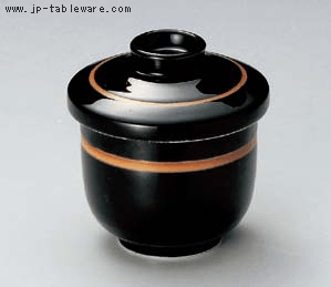 黒茶オビ小むし碗