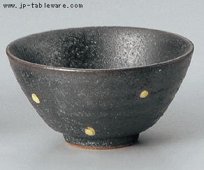 黒ゆず黄水玉茶碗（大）