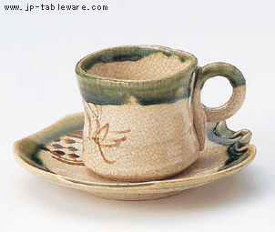 織部糸切コーヒー碗皿（碗と受け皿セット）