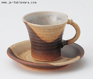 灰釉掛分コーヒーＣ／Ｓ（碗と受け皿セット）