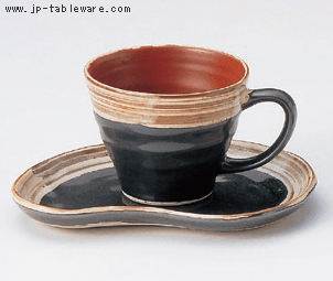 黒朱サビハケコーヒーＣ／Ｓ（碗と受け皿セット）