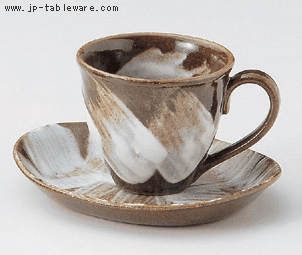 益子荒刷毛コーヒー碗皿（碗と受け皿セット）