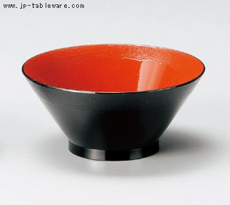 渕布目茶漬け椀　黒内朱