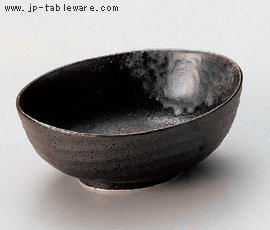 黒白吹楕円小鉢