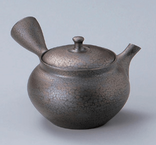 昭龍作黒天目急須珠形セラメッシュ網