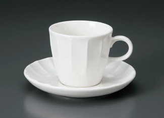 ソギ白コーヒー碗皿（碗と受け皿セット）