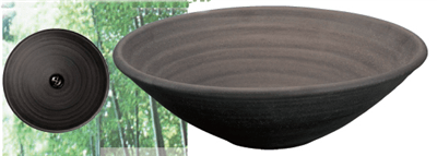 炭化黒焼締２４cm手洗鉢（金具付）
