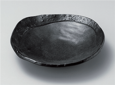 彫刻黒釉丸盛皿