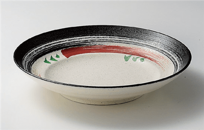 黒と赤絵刷毛三輪9.5盛皿 黒と赤絵刷毛三輪9.5盛皿