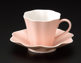 ピンク花弁コーヒーＣ／Ｓ（碗と受け皿セット）
