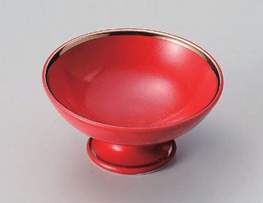 赤釉渕金高台小鉢