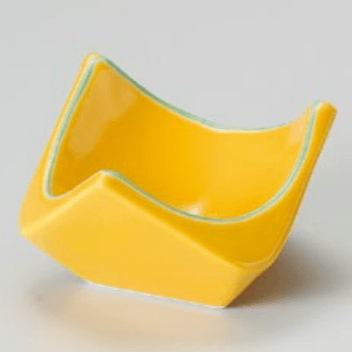黄釉ｸﾞﾘｰﾝ三角小付