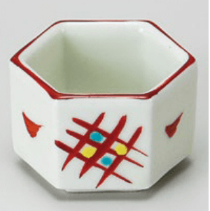 赤絵格子六角豆鉢