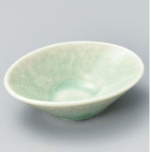 ﾋﾞｰﾄﾞﾛ灰釉石目楕円豆鉢