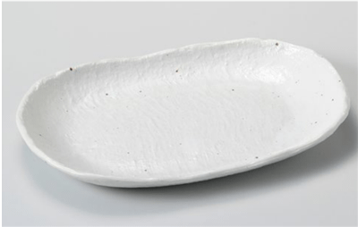 白粉引ﾜﾗｼﾞ楕円皿