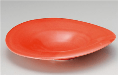 赤釉ﾊｯﾄ型盛鉢
