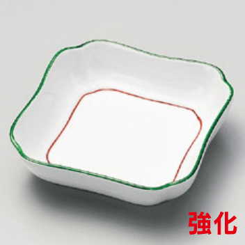 緑彩花四角小鉢
