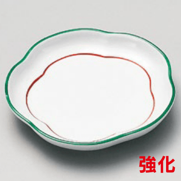 緑彩花丸皿