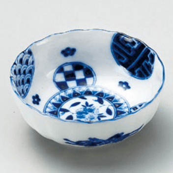藍丸紋菊型3.5鉢
