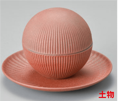 手まりフタ物赤釉 手まりフタ物赤釉