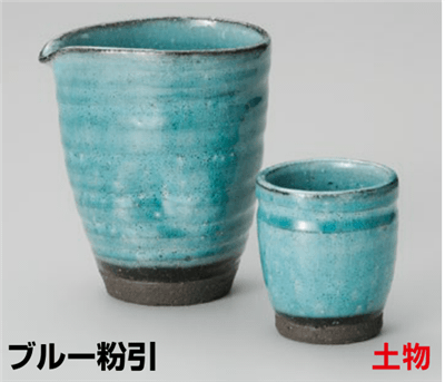 ﾌﾞﾙｰ粉引片口冷酒器