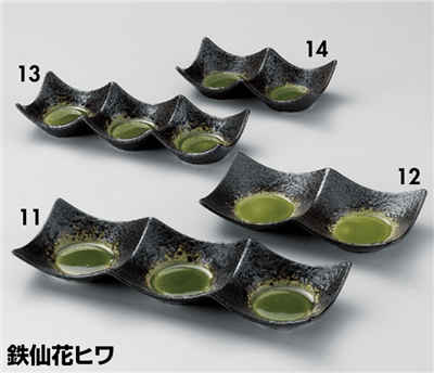 鉄仙花ヒワ石目型3連皿(大) 鉄仙花ヒワ石目型3連皿(大)