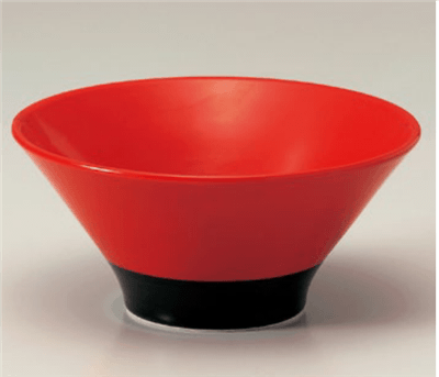 赤釉ﾊﾏ黒6.5麺鉢