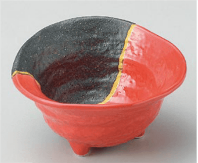 金線赤黒三つ足小鉢
