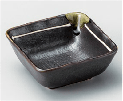 鉄釉ﾗｲﾝ3.6角小鉢