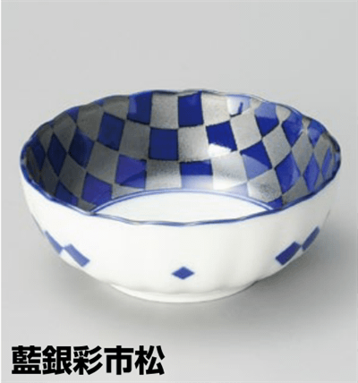 藍銀彩市松3.5鉢