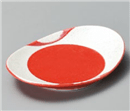 流水ﾗｽﾀｰ楕円小皿(赤)