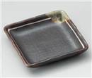 鉄釉一珍ﾗｲﾝ正角小皿