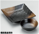 備前風金茶吹正角皿(大) 備前風金茶吹正角皿(大)