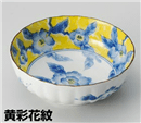 黄彩花紋菊型5.5鉢
